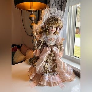 Vintage Porcelain Doll and stand